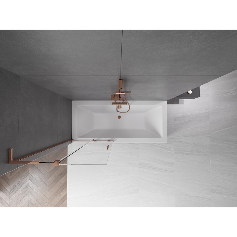 Mexen Velar L paroi de baignoire 2 volets coulissants 80 x 150 cm, transparent, or rose - 896-080-003-01-60