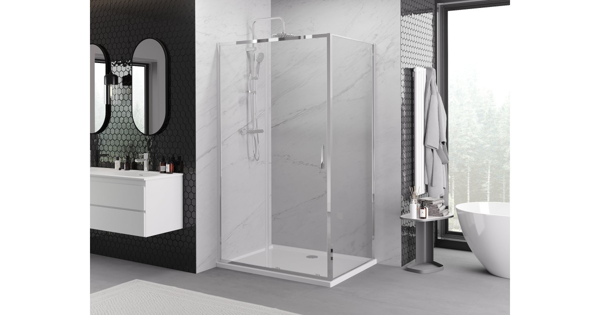 Mai & Mai Cabine de Douche en Angle 100x75x100cm Paroi de Douche Verre Transparent avec Revêtement Nano Easy Clean Ravenna36UK - Bricolage