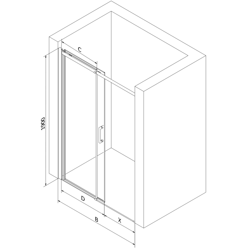 Mexen Omega portes de douche coulissantes 110 cm, transparentes, noires - 825-110-000-70-00