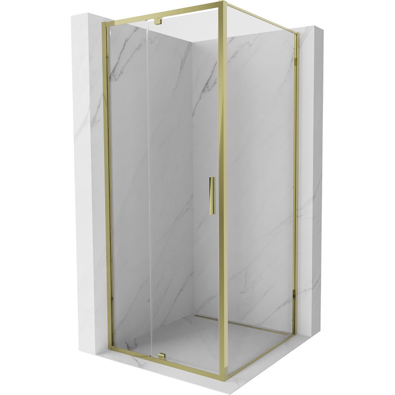 Mexen Exo cabine de douche pivotante 110 x 110 cm, transparent, or - 819-110-110-50-00