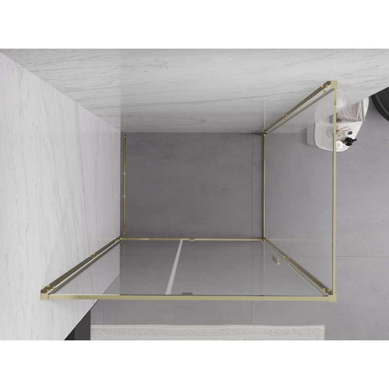 Mexen Exo-R cabine de douche pivotante 110 x 120 cm, transparente, dorée - 819-110-120-50-00