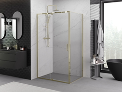 Mexen Exo-R cabine de douche pivotante 140 x 120 cm, transparente, dorée - 819-140-120-50-00