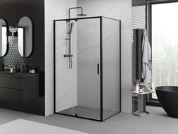 Mexen Exo-R cabine de douche pivotante 140 x 110 cm, transparente, noire - 819-140-110-70-00