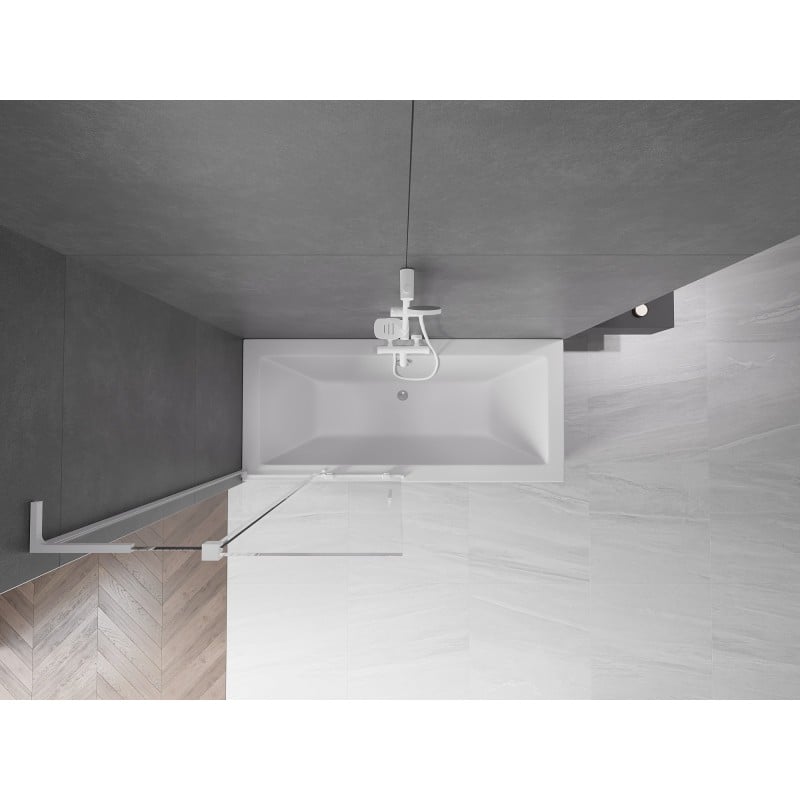 Mexen Velar L paroi de baignoire à 2 vantaux coulissants 90 x 150 cm, transparent, blanc - 896-090-003-01-20