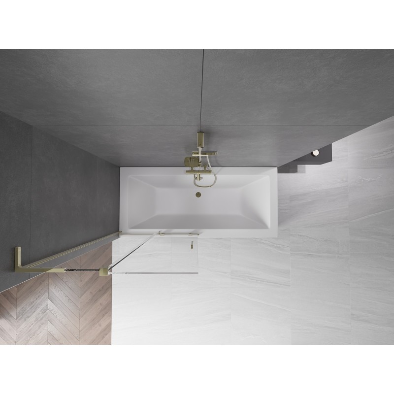 Mexen Velar L paroi de baignoire 2 volets coulissants 90 x 150 cm, transparent, doré - 896-090-003-01-50