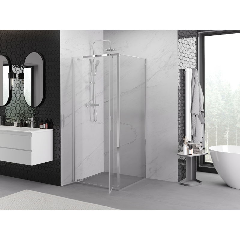 Mexen Exo cabine de douche pivotante 110 x 110 cm, transparent, chromé - 8182-110-110-01-00