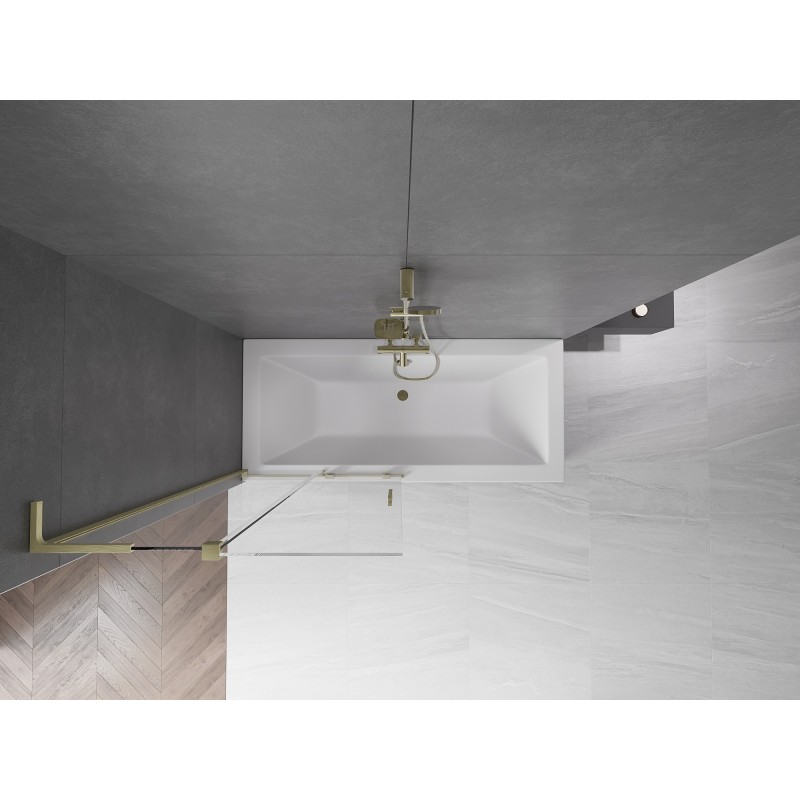 Mexen Velar L paroi de baignoire coulissante à 2 vantaux 90 x 150 cm, transparent, doré brossé - 896-090-003-01-55
