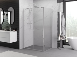 Mexen Exo-BR Duo cabine de douche pivotante 120 x 85 cm, transparente, chromée - 8182-120-085-01-00