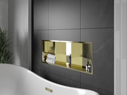 Mexen X-Wall-R étagère encastrée avec rebord et étagère 90 x 30 cm, or - 1950903010S