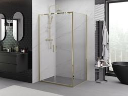 Mexen Exo cabine de douche pivotante 90 x 120 cm, transparente, dorée - 8182-090-120-50-00