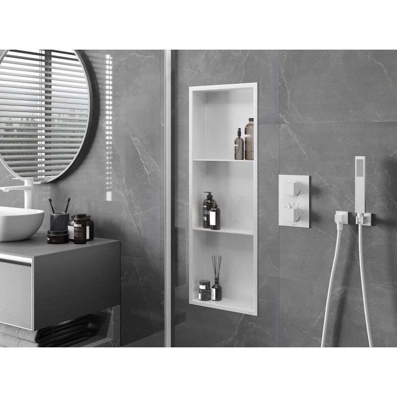 Mexen X-Wall-R étagère encastrée avec col et étagère 90 x 30 cm, blanche - 1920903010S