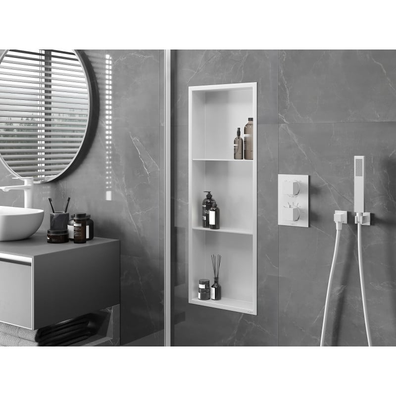 Mexen X-Wall-R étagère encastrée avec rebord et étagère 90 x 30 cm, blanche - 1920903010S