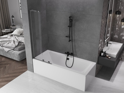 Mexen Velar L paroi de baignoire à 2 volets coulissants 75 x 150 cm, transparent, gris canon brossé - 896-075-003-01-66