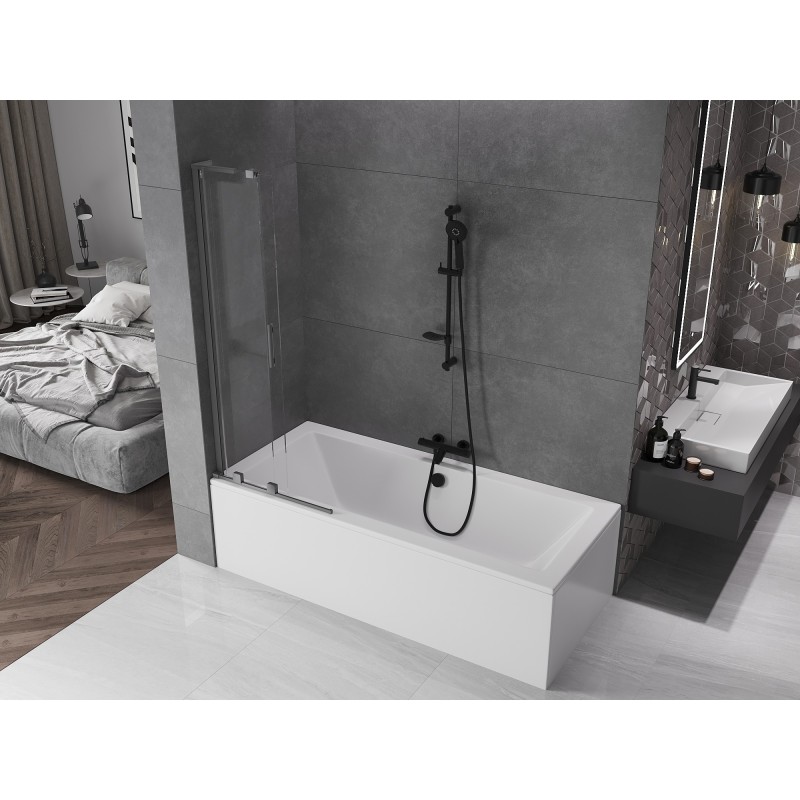 Mexen Velar L paroi de baignoire à 2 volets coulissants 75 x 150 cm, transparent, gun metal - 896-075-003-01-95