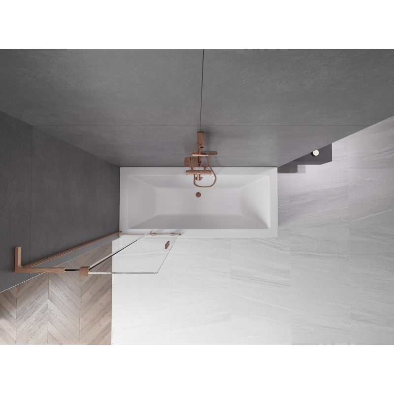 Mexen Velar L paroi de baignoire à 2 volets coulissante 75 x 150 cm, transparent, cuivre brossé - 896-075-003-01-65