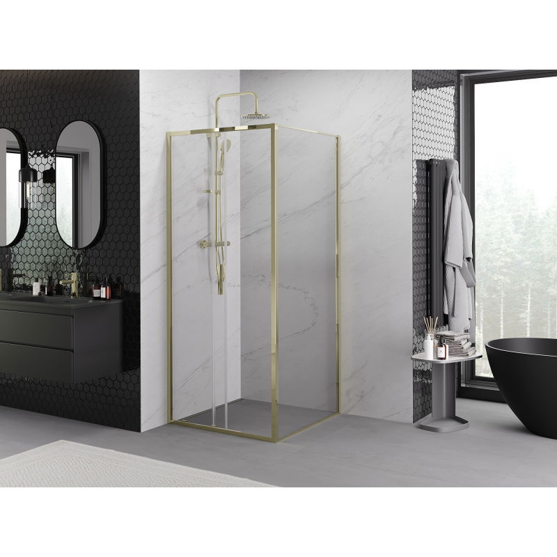 Mexen Exo cabine de douche coulissante 120 x 120 cm, transparent, dorée - 8151-120-120-50-00