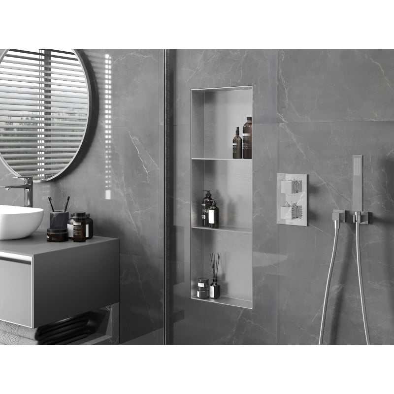 Mexen X-Wall-NR étagère encastrée sans rebord avec étagère 90 x 30 cm, inox - 1911903010S