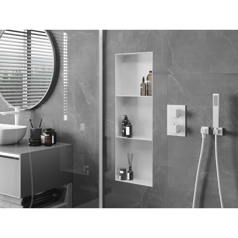 Mexen X-Wall-NR étagère encastrée sans rebord avec étagère 90 x 30 cm, blanche - 1921903010S