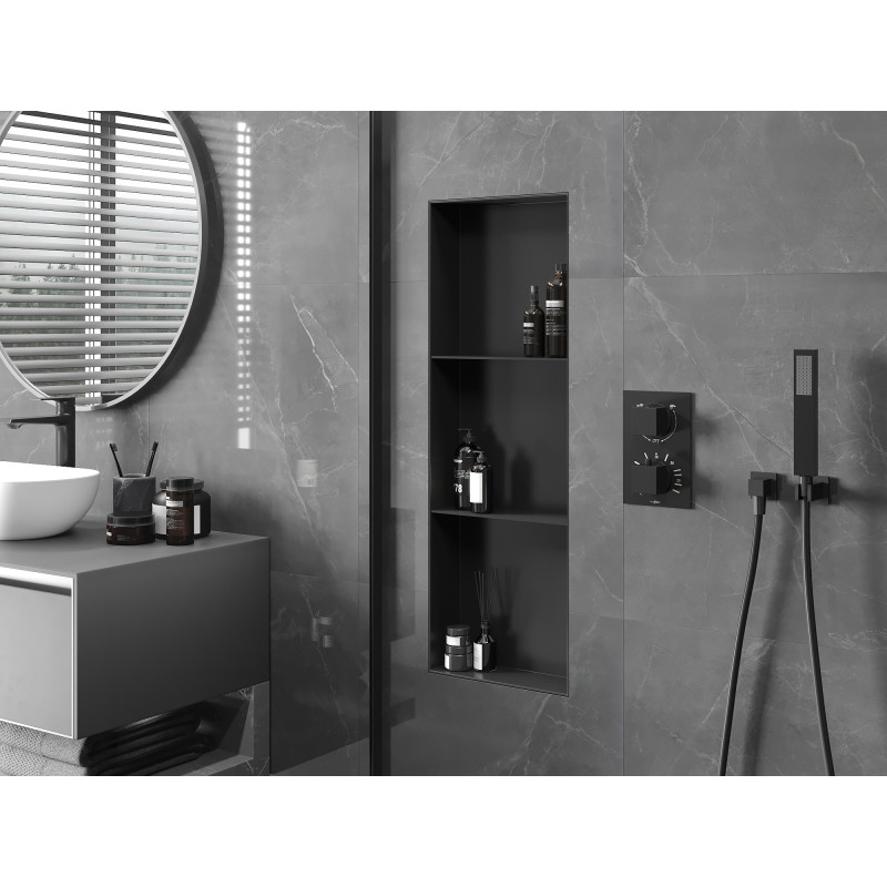 Mexen X-Wall-NR étagère à encastrer sans rebord avec tablette 90 x 30 cm, noire - 1971903010S