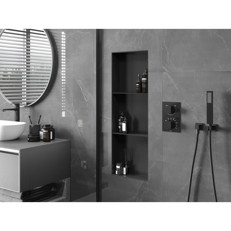 Mexen X-Wall-NR étagère encastrée sans rebord avec tablette 90 x 30 cm, noire - 1971903010S