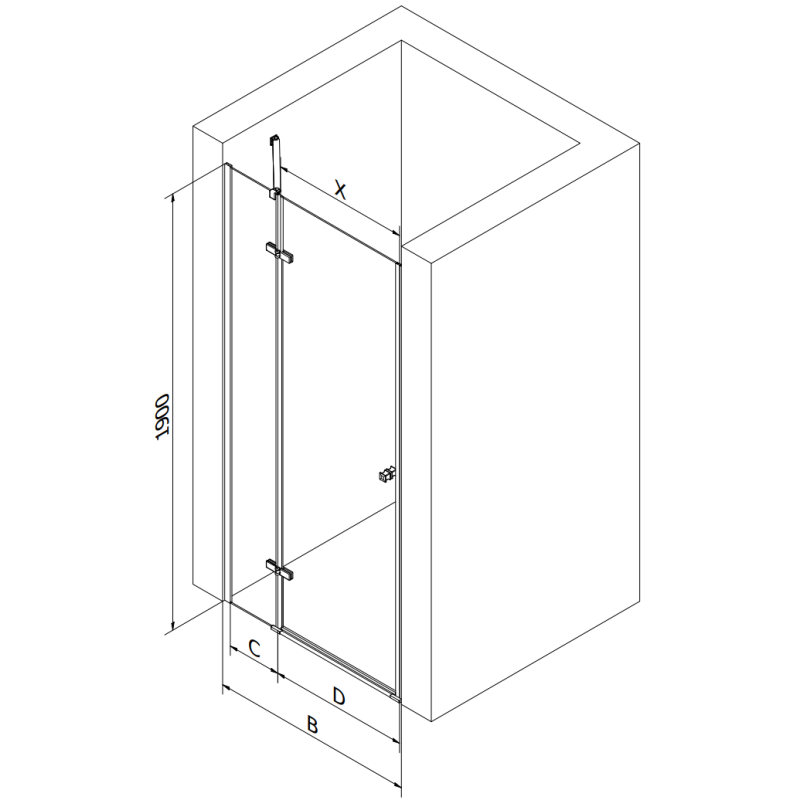 Mexen Roma porte de douche pivotante 105 cm, transparent, chrome - 854-105-000-01-00