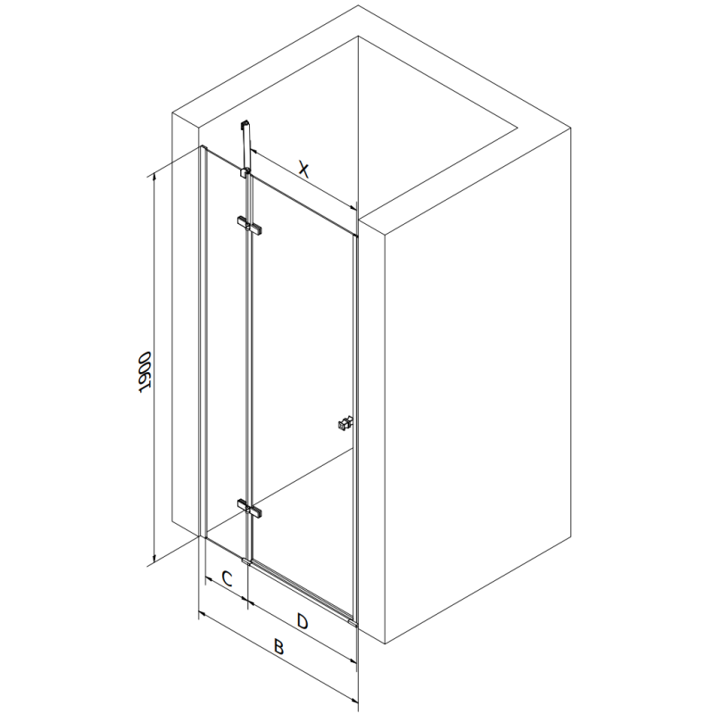 Mexen Roma porte de douche battante 80 cm, transparente, chrome - 854-080-000-01-00