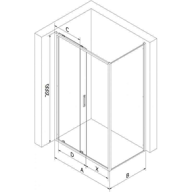 Mexen Exo cabine de douche coulissante 95 x 110 cm, transparent, noir - 8151-095-110-70-00