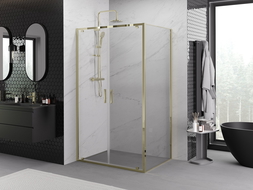 Mexen Exo cabine de douche pivotante 110 x 95 cm, transparent, dorée - 8182-110-095-50-00