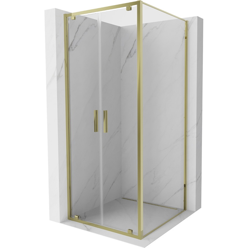 Mexen Exo-BR Duo cabine de douche pivotante 120 x 120 cm, transparent, or - 8182-120-120-50-00