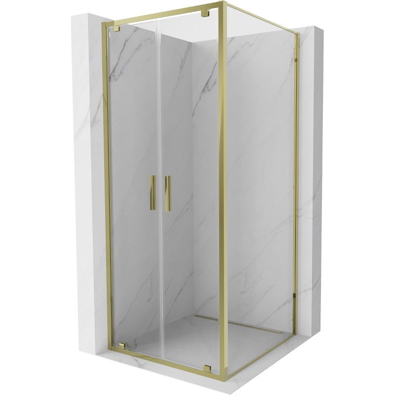 Mexen Exo cabine de douche pivotante 110 x 110 cm, transparent, or - 8182-110-110-50-00