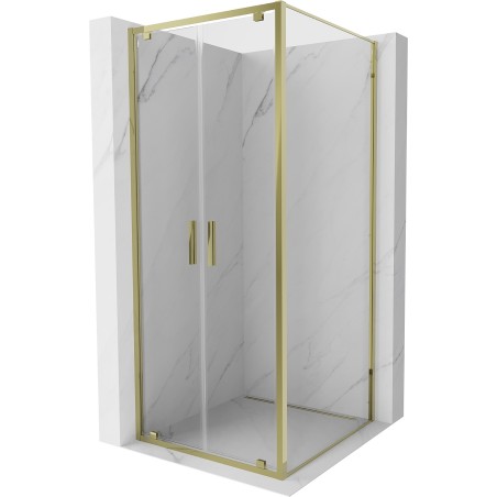 Mexen Exo-BR Duo cabine de douche pivotante 110 x 110 cm, transparent, or - 8182-110-110-50-00