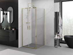Mexen Exo cabine de douche pivotante 110 x 110 cm, transparent, or - 8182-110-110-50-00