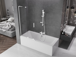 Mexen Velar L paroi de baignoire à 2 volets coulissants 95 x 150 cm, transparent, blanc - 896-095-003-01-20
