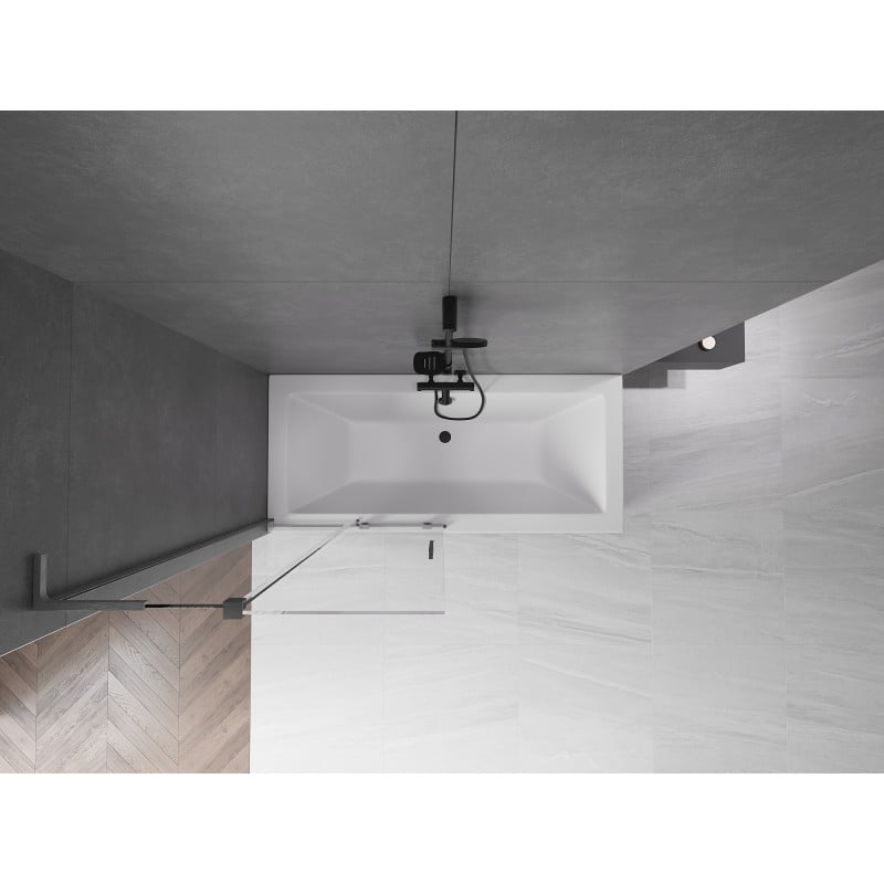 Mexen Velar L paroi de baignoire 2 panneaux coulissants 95 x 150 cm, transparent, gris canon brossé - 896-095-003-01-66