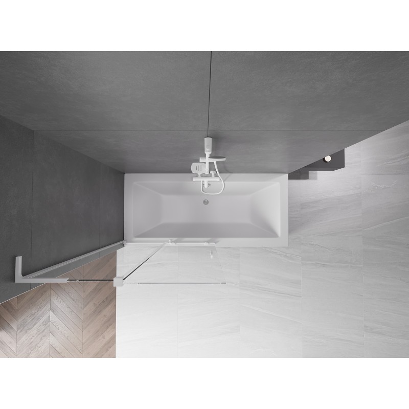 Mexen Velar L paroi de baignoire 2 battants coulissants 100 x 150 cm, transparent, blanc - 896-100-003-01-20