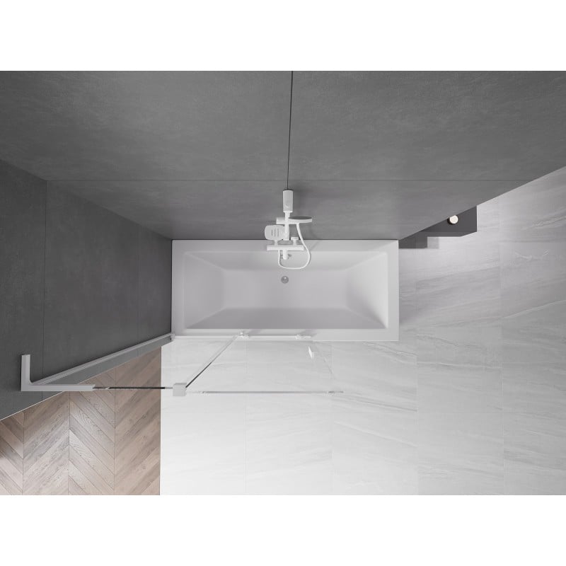 Mexen Velar L paroi de baignoire 2 panneaux coulissants 110 x 150 cm, transparent, blanc - 896-110-003-01-20