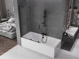 Mexen Velar L paroi de baignoire à 2 volets coulissants 110 x 150 cm, transparent, noir - 896-110-003-01-70