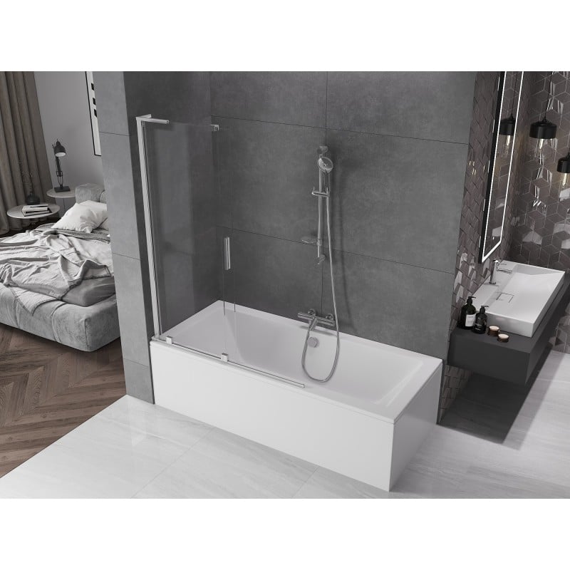 Mexen Velar L paroi de baignoire à 2 panneaux coulissants 120 x 150 cm, transparent, chrome - 896-120-003-01-01