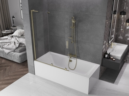 Mexen Velar L paroi de baignoire à 2 vantaux coulissants 120 x 150 cm, transparent, doré - 896-120-003-01-50