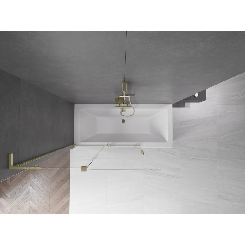 Mexen Velar L paroi de baignoire 2 volets coulissants 120 x 150 cm, transparent, or brossé - 896-120-003-01-55