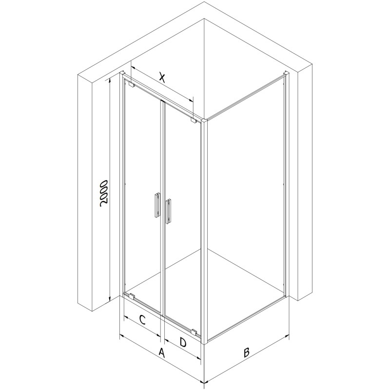 Mexen Exo-BR Duo cabine de douche pivotante 120 x 70 cm, transparente, noire - 8182-120-070-70-00