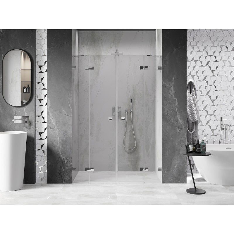 Mexen Lunar Duo portes de douche pivotantes 160 cm, transparent, chrome - 834D-160-000-01-00