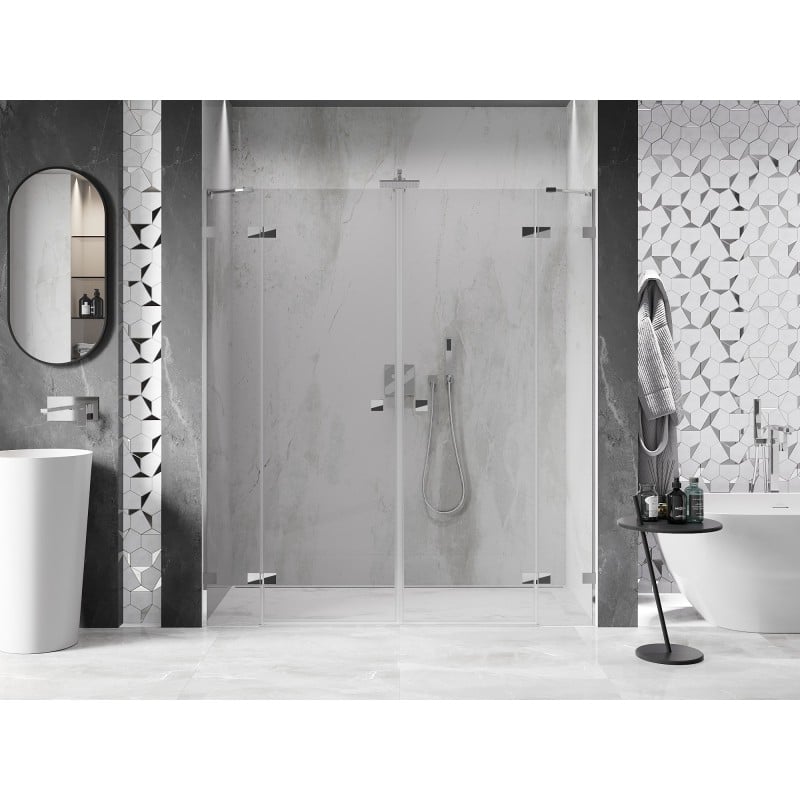 Mexen Lunar Duo portes de douche pivotantes 180 cm, transparent, chrome - 834D-180-000-01-00