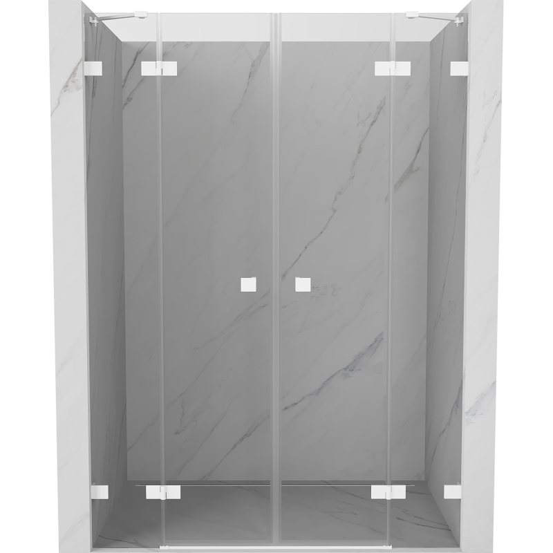 Mexen Lunar Duo portes de douche pivotantes 160 cm, transparentes, blanches - 834D-160-000-20-00