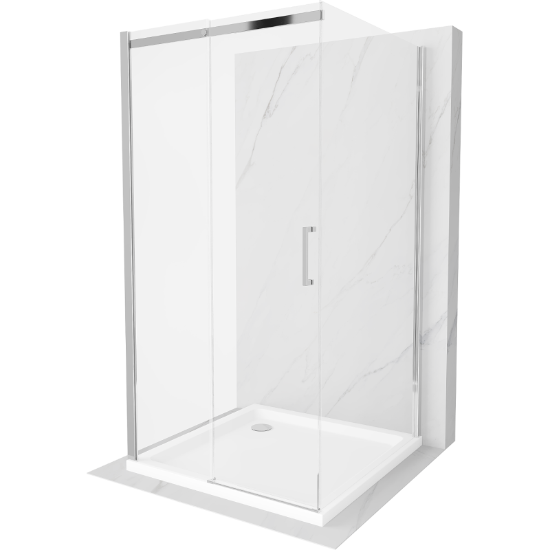 Mexen Omega-3S cabine de douche 3 parois, coulissante 100x100 cm, transparent, chrome + receveur Flat - 825-100-100-01-00-3s-40?