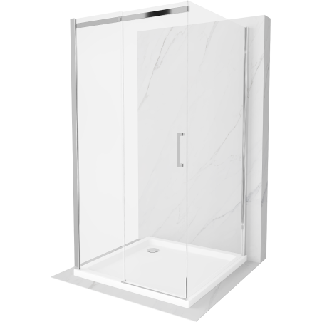 Cabine de douche Mexen Omega 3 parois, coulissante 100 x 100 cm, transparent, chrome + bac plat - 825-100-100-01-00-3s-4010