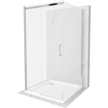 Mexen Omega-3S cabine de douche 3 parois, coulissante 100x100 cm, transparent, chrome + receveur Flat - 825-100-100-01-00-3s-40?