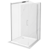 Mexen Omega-3S cabine de douche à 3 parois, coulissante 100x100 cm, transparent, chromé + receveur Flat