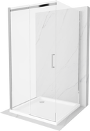 Cabine de douche Mexen Omega 3 parois, coulissante 100 x 100 cm, transparent, chrome + bac plat - 825-100-100-01-00-3s-4010