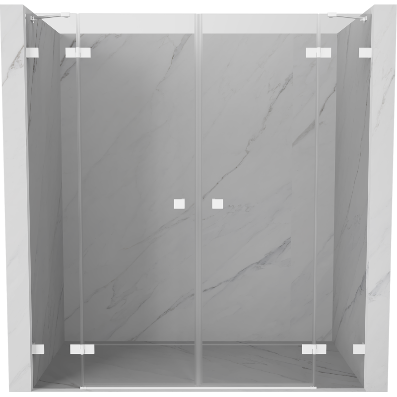 Mexen Lunar Duo portes de douche battantes 190 cm, transparent, blanc - 834D-190-000-20-00